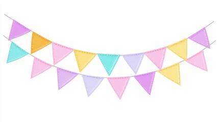 A colorful bunting vector illustration with triangular flags in a festive arrangement.