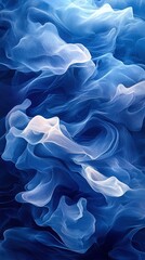 Fototapeta premium Ethereal waves of translucent blue fabric swirling gently in a dreamlike pattern
