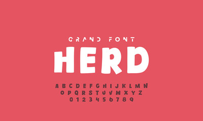 Kids style colorful font design, playful childish alphabet, letters and numbers