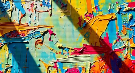 Fototapeta premium Vibrant Abstract Oil Painting with Impasto Texture and Bold Colors