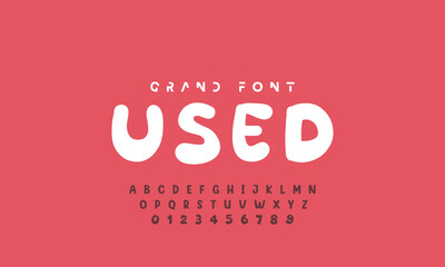 Kids style colorful font design, playful childish alphabet, letters and numbers