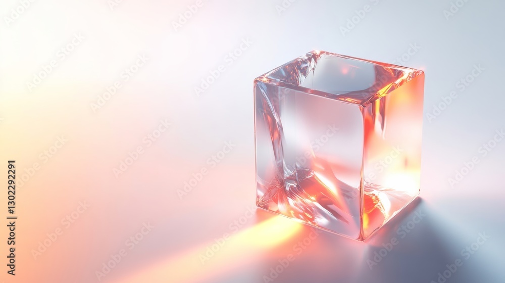 Poster modern translucent 3d cube icon with clean design and soft lighting