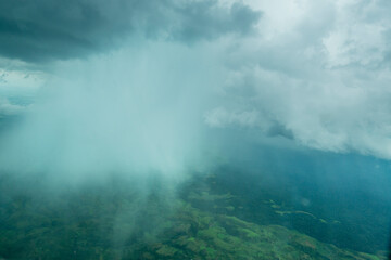 Aerial view of a weather cell (rain storm) in south west Uganda.