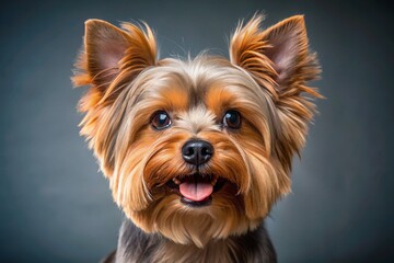 Naklejka premium Adorable Yorkshire Terrier Puppy Dog Candid Photo - Cute Yorkie Posing PNG