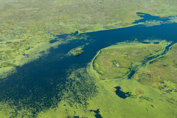Aerial view of wetlands to the south west of Lake Victoria. Uganda.