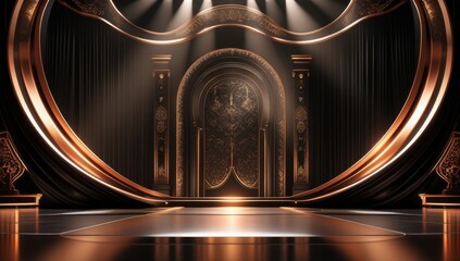 Black golden ceremony award stage venue background.