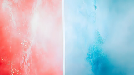 Fototapeta premium Abstract red and blue ink swirling in water, studio shot, background blur, design element