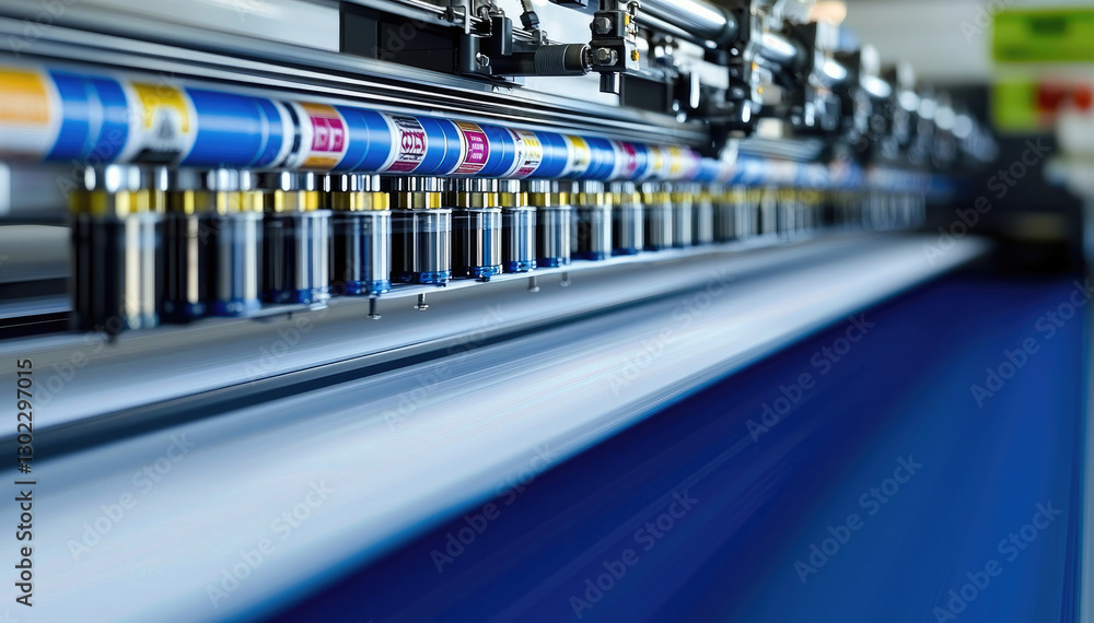 Poster high tech digital printing machine in action, showcasing vibrant colors and precision