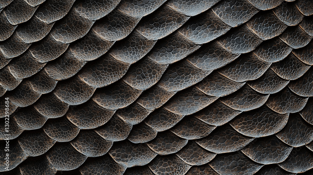 Poster Detailed image of reptile skin texture with overlapping scales