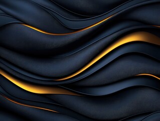 Obraz premium Abstract design featuring flowing dark waves with golden highlights, creating depth