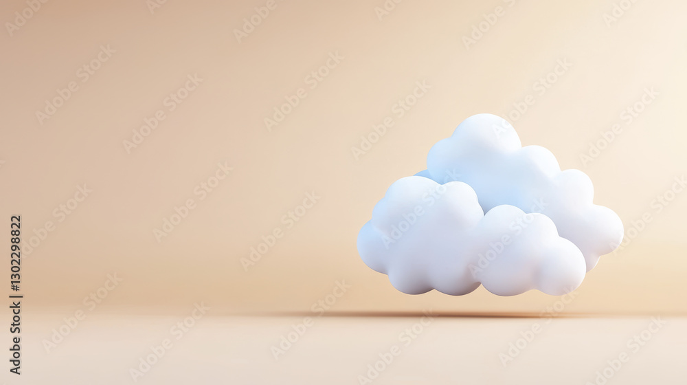 Poster fluffy cloud icon representing cloud storage technology, symbolizing data management and accessibili