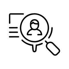 Fototapeta premium Buyer profile concept featuring user avatar in magnifying glass illustration on white background