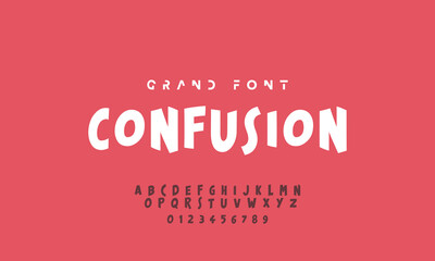 Vector of modern comical font and alphabet. Playful style font design, colorful childish alphabet, letters and numbers vector illustration