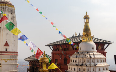 Small stupa and Shikhar style template erected beside Swayambhunath Stupa