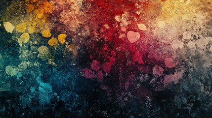 Obraz premium Abstract Autumnal Heartscape: A Grunge Textured Masterpiece