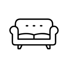 Sofa illustration in minimalist style on white background