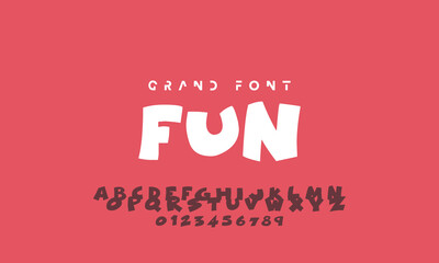 Vector of modern comical font and alphabet. Playful style font design, colorful childish alphabet, letters and numbers vector illustration