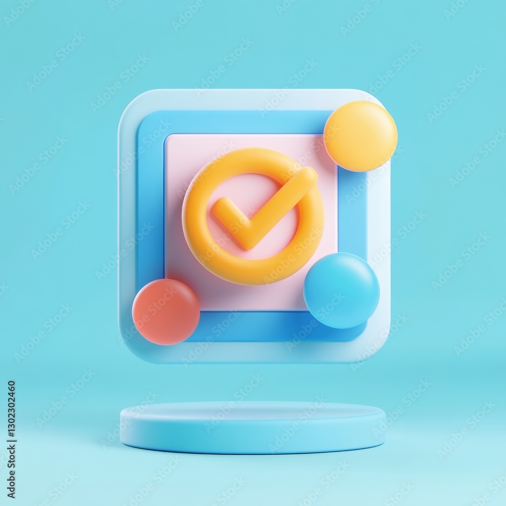 Poster colorful icon for a/b test showing confirmation and selection process