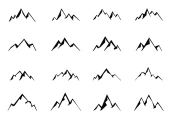 Mountain minimalist icon vector illustration for outdoor travel and hiking graphic design concept.