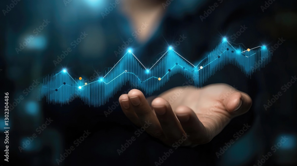 Poster data visualization, growth and progress in business analytics