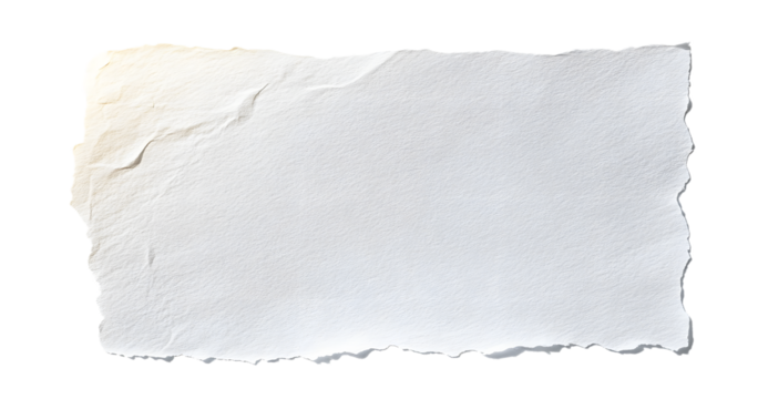 a white piece of paper on an isolated white background