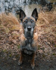 Belgian Malinois in the forest
