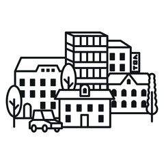 Minimalistic city illustration. City neighborhood icon