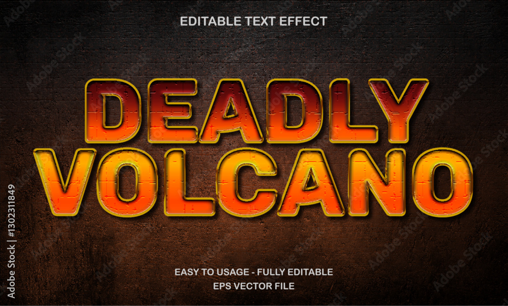 Poster deadly volcano text effect, editable title movie text style