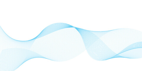 Abstract blue stripes wave line on transparent background Digital frequency track equalizer Stylized line art background. Vector illustration. Wave with lines created using blend tool Curved wavy line