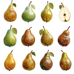 Collection of pears transparent background