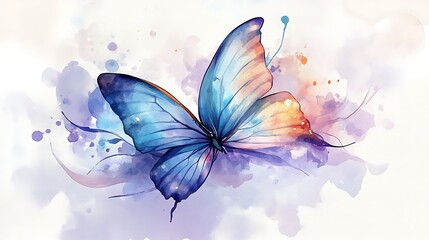Watercolor Butterfly Illustration: A Pastel Dream in Flight AI Generated