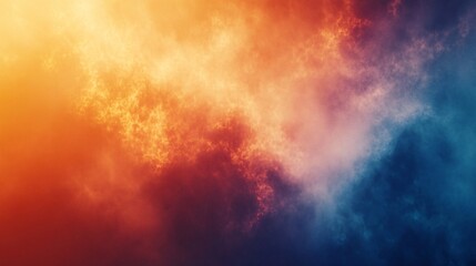 Naklejka premium Abstract Fiery Orange and Blue Smoke Clouds Dramatic Textured Background