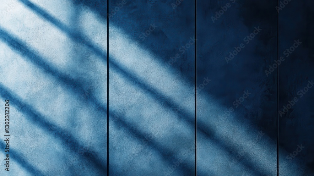 Poster moody blue textured wall with sunlight shadows. ideal for backgrounds, design projects, or adding de