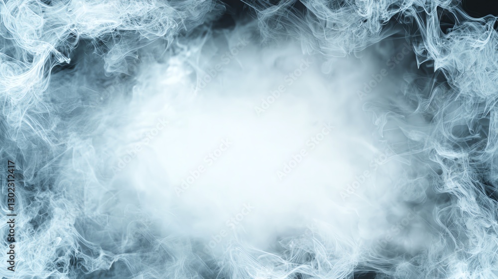 Poster wispy clouds of smoke or mist swirl across a dark background, creating an ethereal and mysterious at