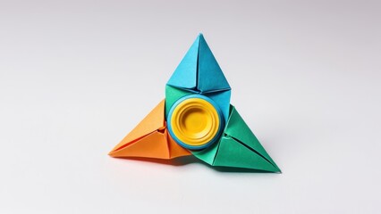 Fototapeta premium A vibrant display of creativity through origami shapes