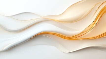 Obraz premium Abstract flowing white and orange smoke-like lines on a minimalist background, evoking a sense of calm and creativity.