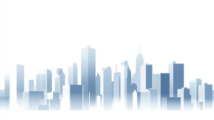 Obraz premium Cityscape Skyline, Urban Buildings, Foggy Morning, Business Background