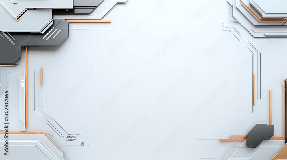 Poster abstract futuristic tech background with geometric lines and shapes in white and gray tones. modern 