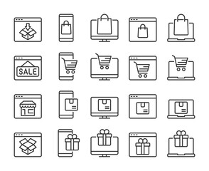 Shopping icons. Online shopping icons line icon set. Editable Stroke.