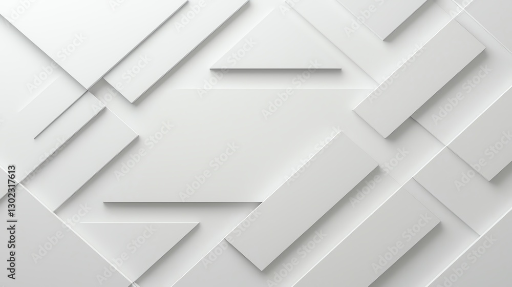 Poster abstract geometric background with layered white shapes creating a modern, minimalist pattern.