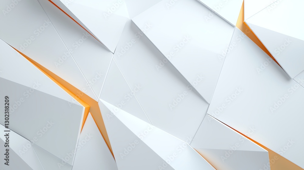 Poster abstract geometric background with white and orange shapes creating dynamic design.
