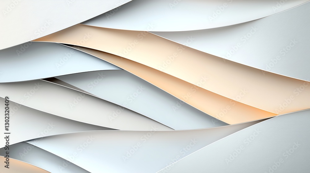 Poster abstract layered paper art in soft tones with flowing curves creating a modern, minimalist design.