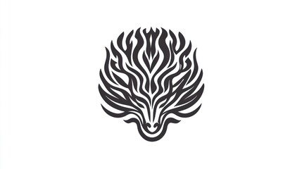 Tribal Wolf Head Design, Abstract Art, White Background, Graphic Design