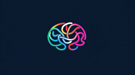 Abstract brain pattern with colorful lines intertwined