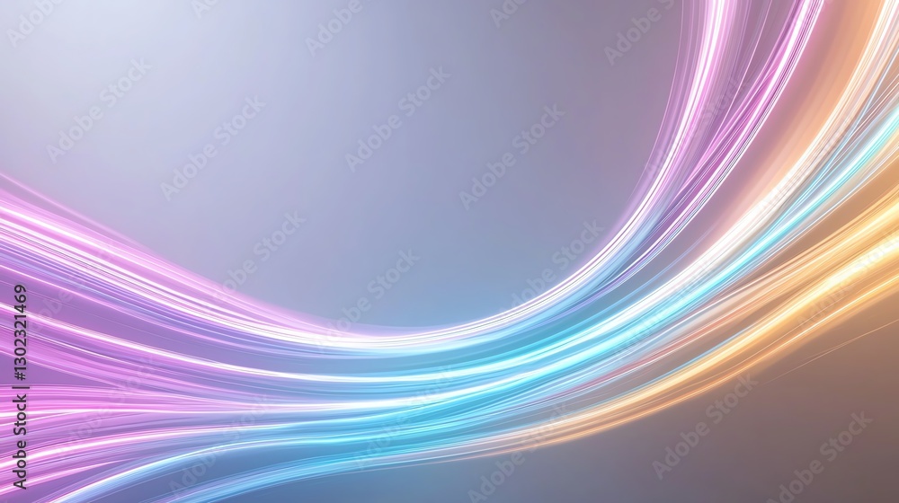 Aufkleber abstract light trails in pastel colors creating a modern, fluid design on a gradient background.