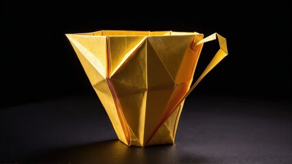  vibrant origami cup crafted from yellow paper