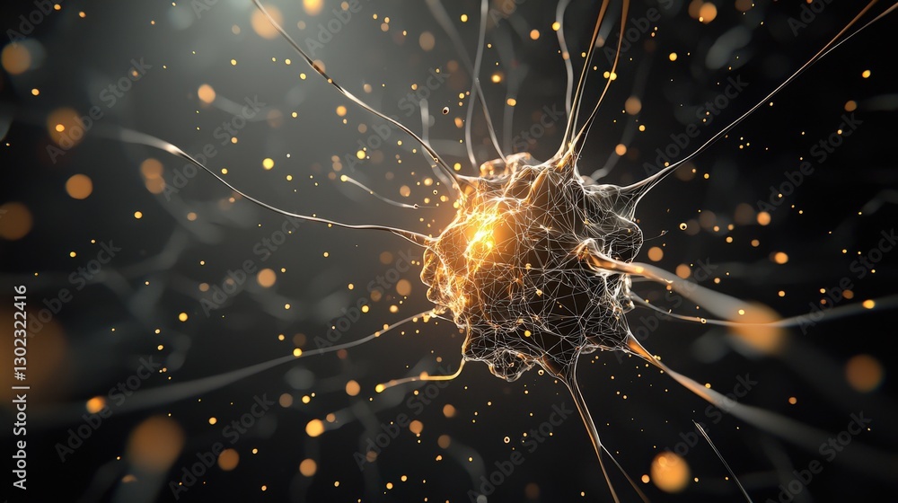 Poster a conceptual rendering of neurons firing in a high-tech environment, critical thinking skills