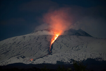 A spectacle of smoke and fire on Mount Etna.