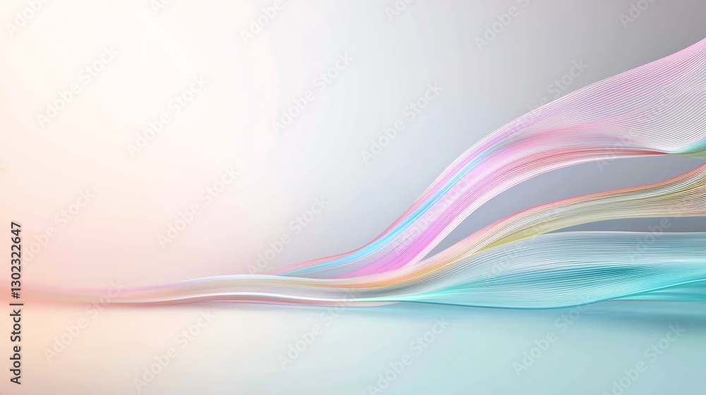 Poster abstract pastel waves on a soft gradient background, perfect for modern design projects and creative