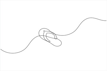 Beach slippers sandals one line art drawing and minimalist style isolate outline vector icon